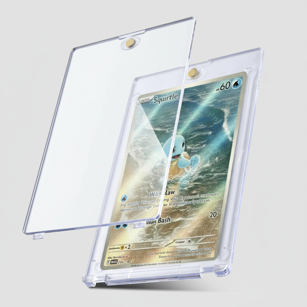 Porte-carte acrylique 35PT ouvert avec mécanisme magnétique